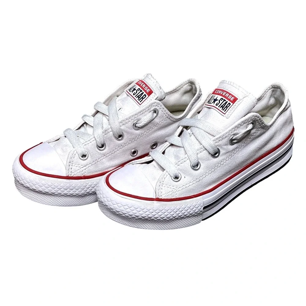 Converse All Star Shoes Youth 2 White Good Platform Low Top Sneakers 372862F